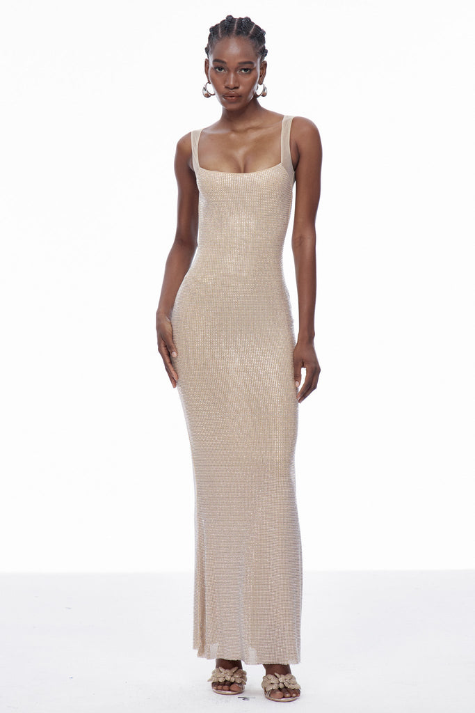 Stylish beautiful dress | Caomh Sequin Backless Maxi Dress In Apricot - Ideal for special occasions