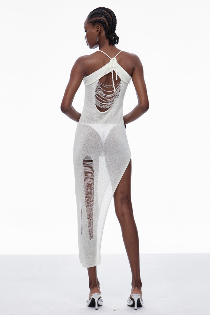 Stylish beautiful dress | Capri Spaghetti Cutout Knit Maxi Dress In Apricot - Ideal for special occasions