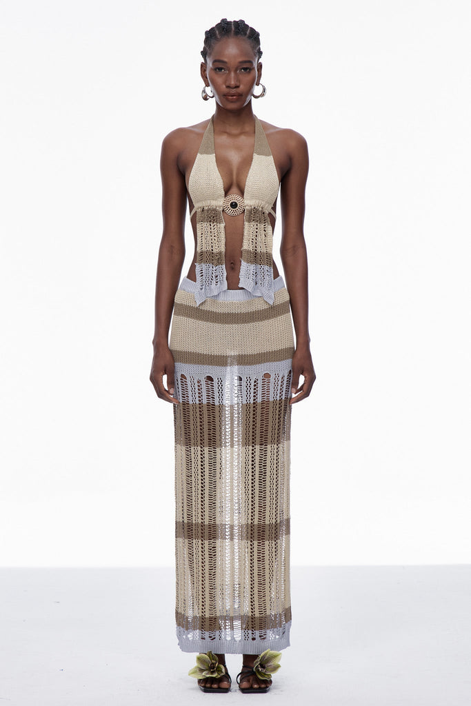 Stylish beautiful dress | Caprice Plunge Backless Knit Skirt Set - Ideal for special occasions