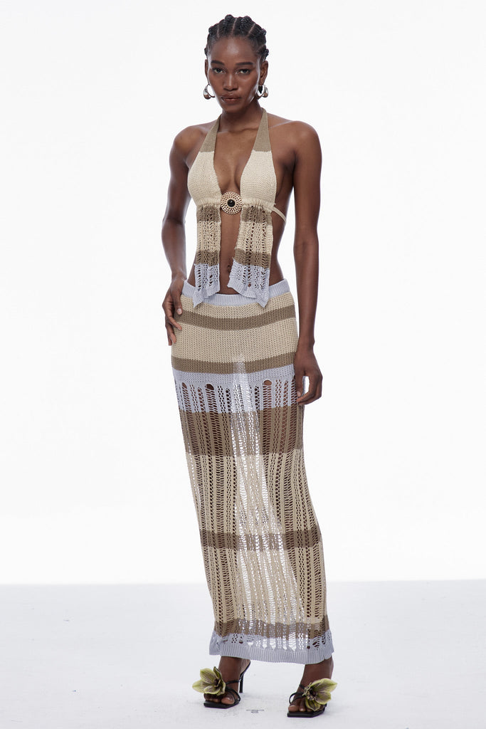 Shop  beautiful dress - Perfect for special occasions | Caprice Plunge Backless Knit Skirt Set