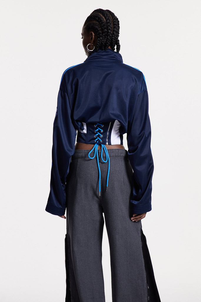 Stylish blue dress | Capricia Stripe Lace Up Top In Blue - Ideal for special occasions