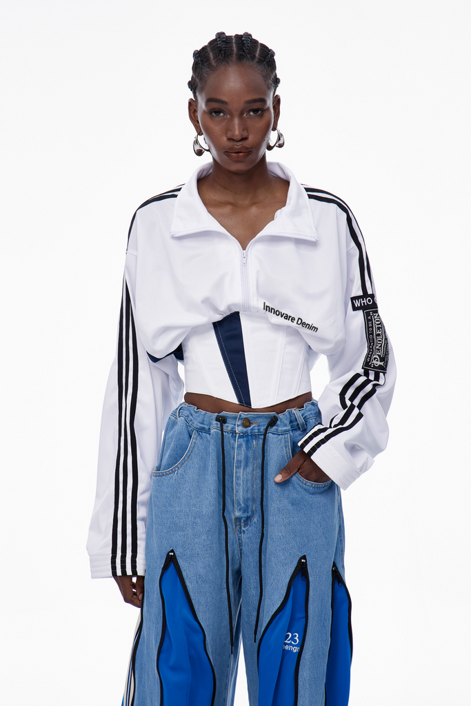 Capricia Stripe Lace Up Top In White - Stylish white dress for special occasions | Buy Online