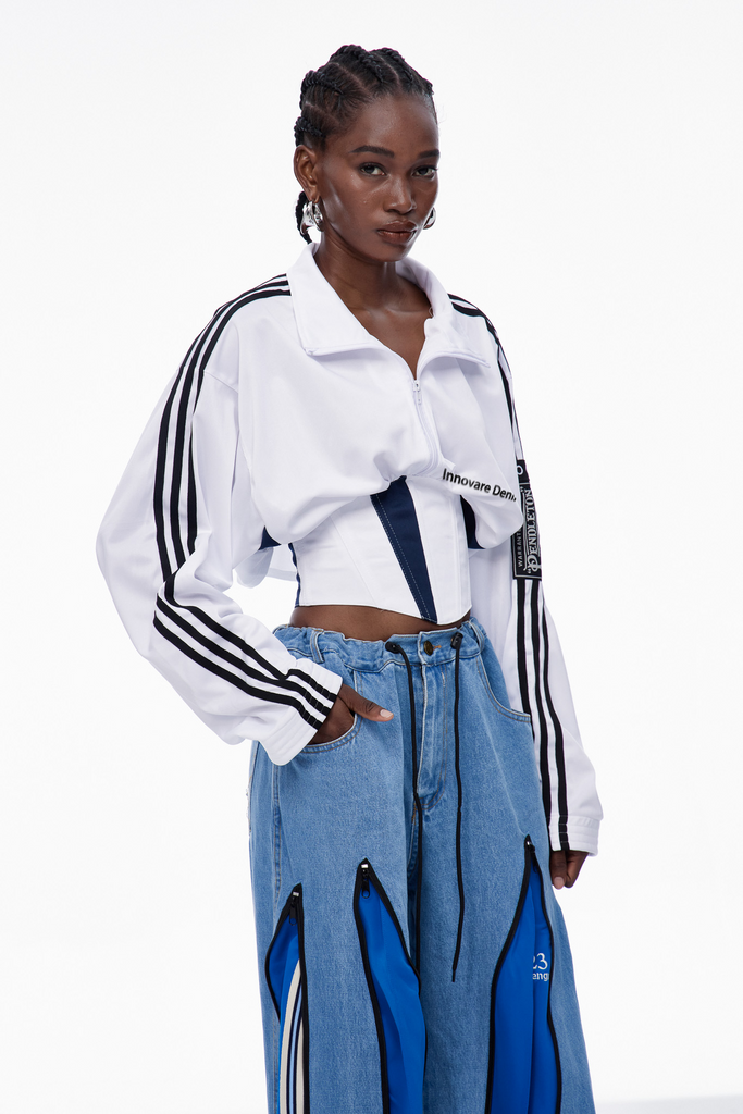 Capricia Stripe Lace Up Top In White - Stylish white dress for special occasions | Buy Online