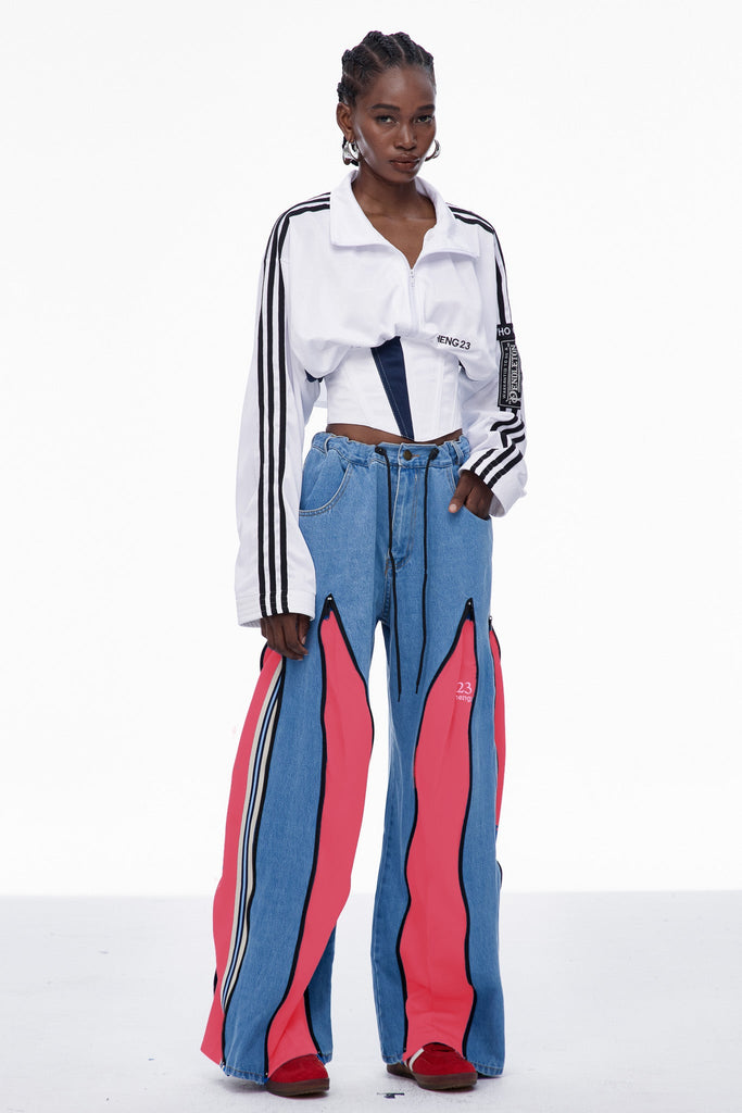 Caprina Deconstruct Zipper Jeans In Pink - Stylish pink dress for special occasions | Buy Online