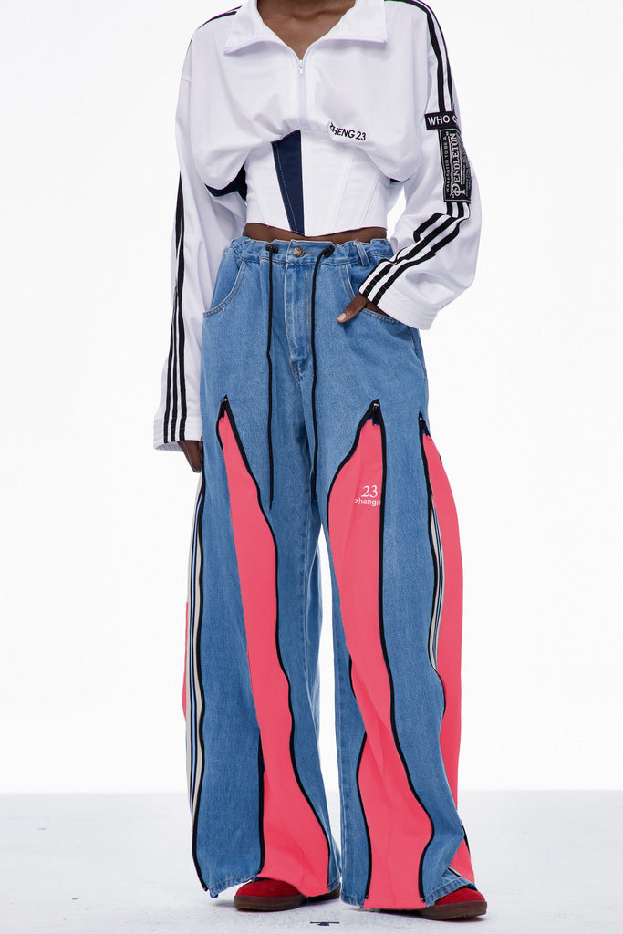 Stylish pink dress | Caprina Deconstruct Zipper Jeans In Pink - Ideal for special occasions