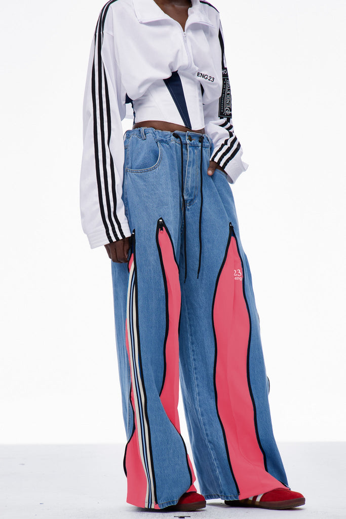 Caprina Deconstruct Zipper Jeans In Pink - Stylish pink dress for special occasions | Buy Online