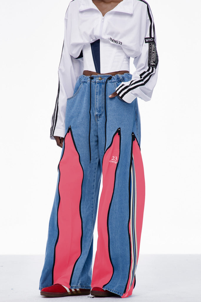 Caprina Deconstruct Zipper Jeans In Pink - Stylish pink dress for special occasions | Buy Online