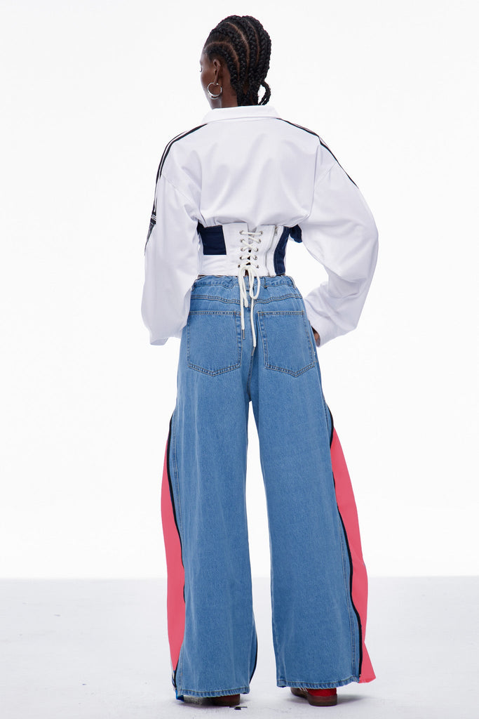 Caprina Deconstruct Zipper Jeans In Pink - Stylish pink dress for special occasions | Buy Online