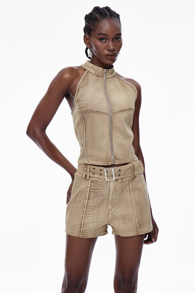 Shop  beautiful dress - Perfect for special occasions | Caramia Sleeveless Buckle Denim Pants Set