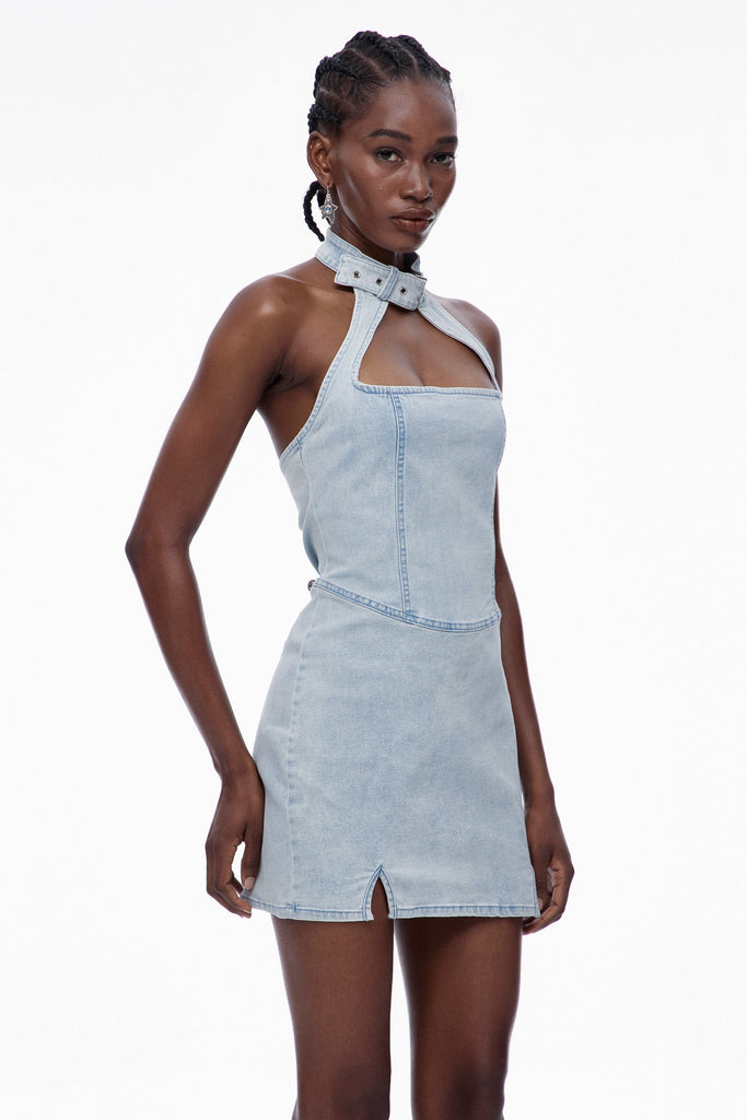 Shop  beautiful dress - Perfect for special occasions | Caratauc Cutout Denim Mini Dress
