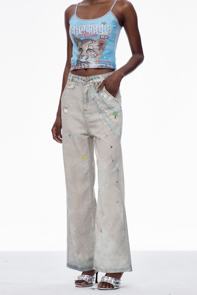 Stylish beautiful dress | Carbrey Print Bleached Jeans - Ideal for special occasions