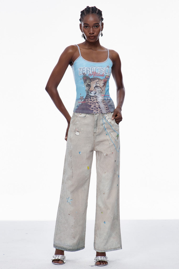 Stylish beautiful dress | Carbrey Print Bleached Jeans - Ideal for special occasions