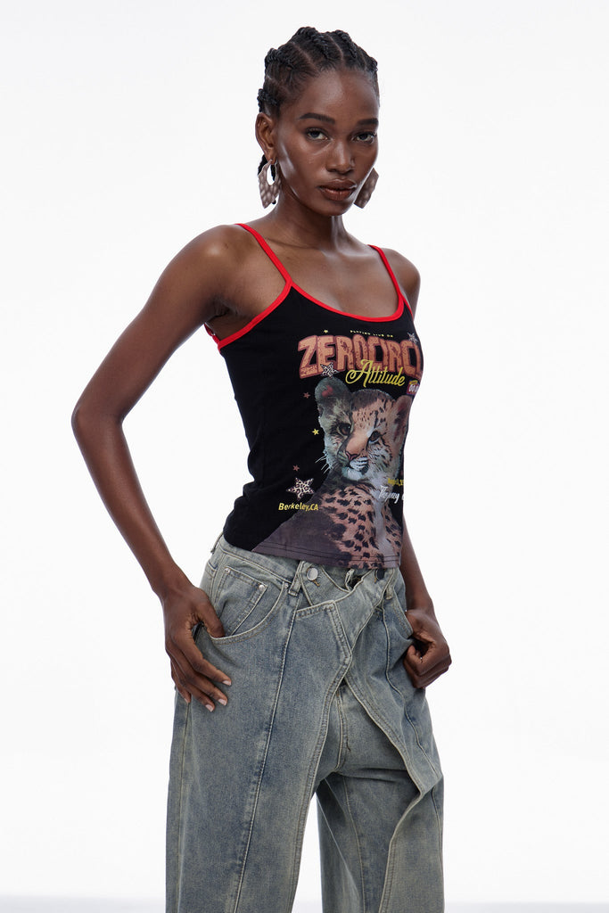 Stylish black dress | Carbry Print Spaghetti Top In Black - Ideal for special occasions