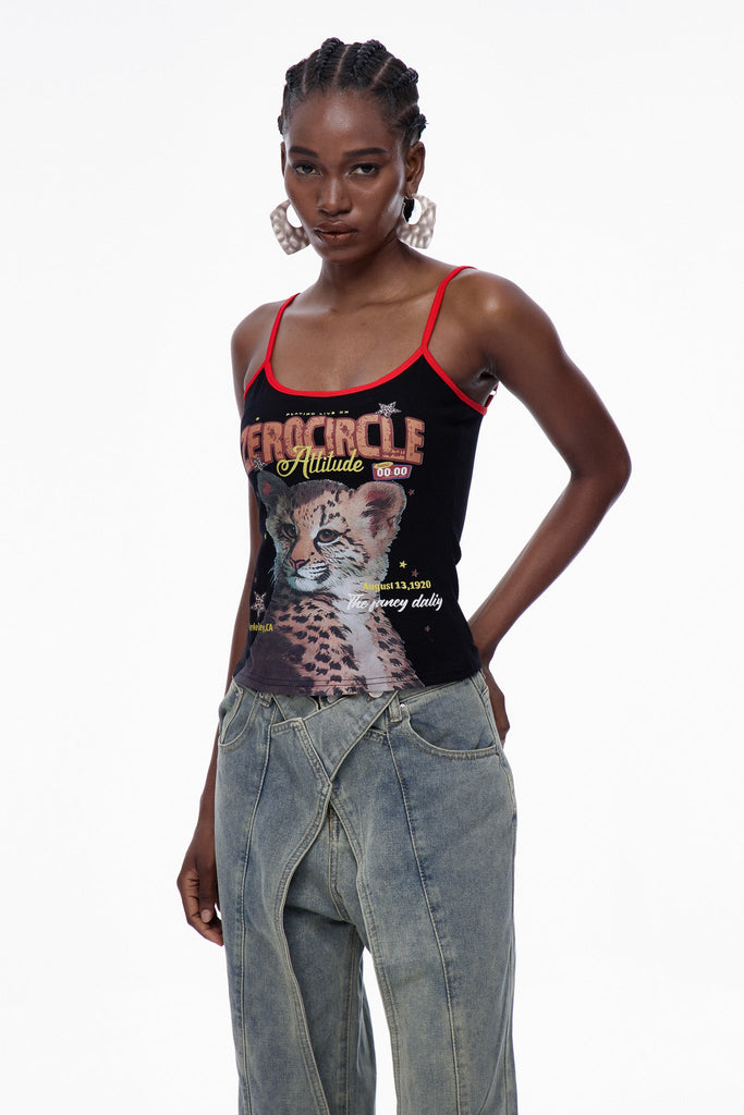 Stylish black dress | Carbry Print Spaghetti Top In Black - Ideal for special occasions