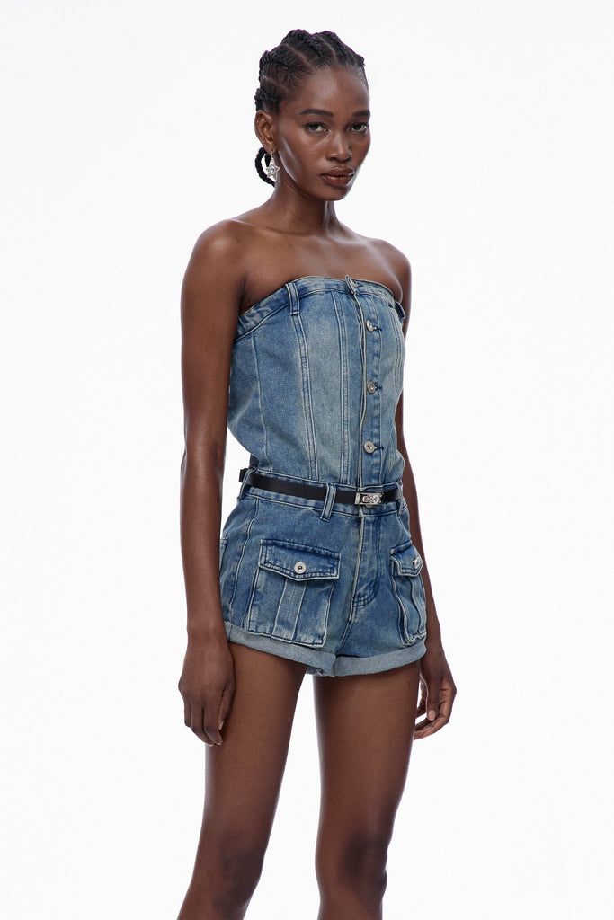 Stylish beautiful dress | Caren Strapless Denim Jumpsuit - Ideal for special occasions