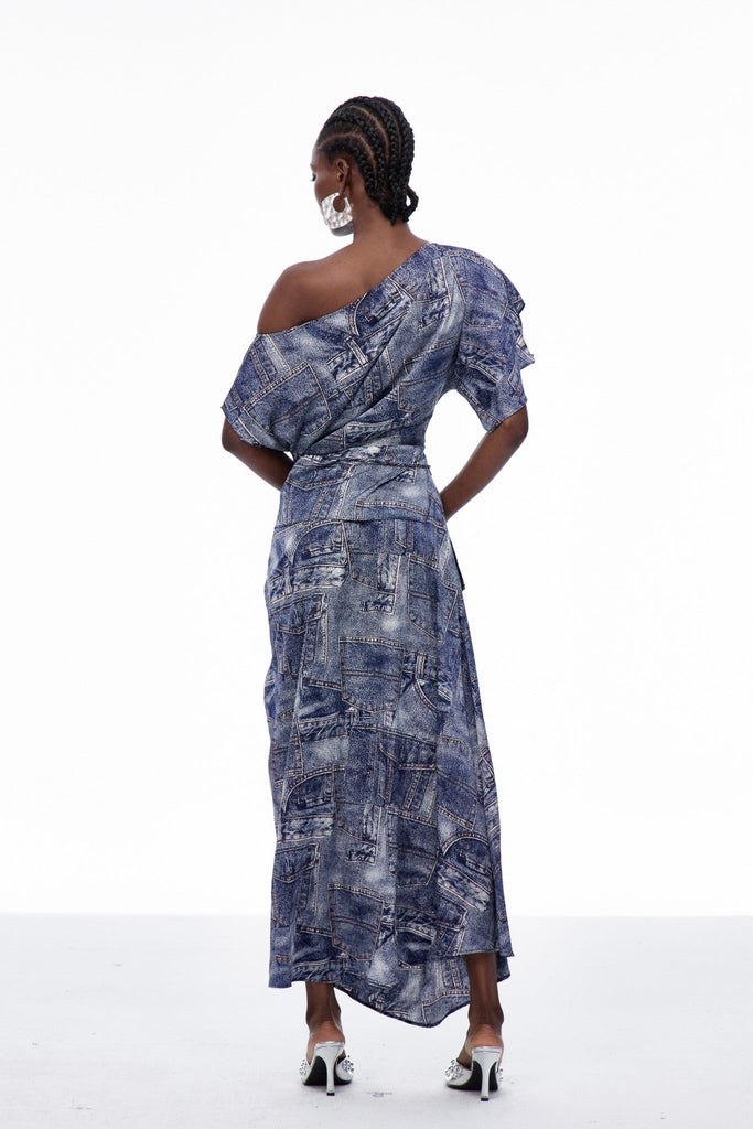 Stylish beautiful dress | Carey Print One Shouder Tie Up Skirt Set - Ideal for special occasions