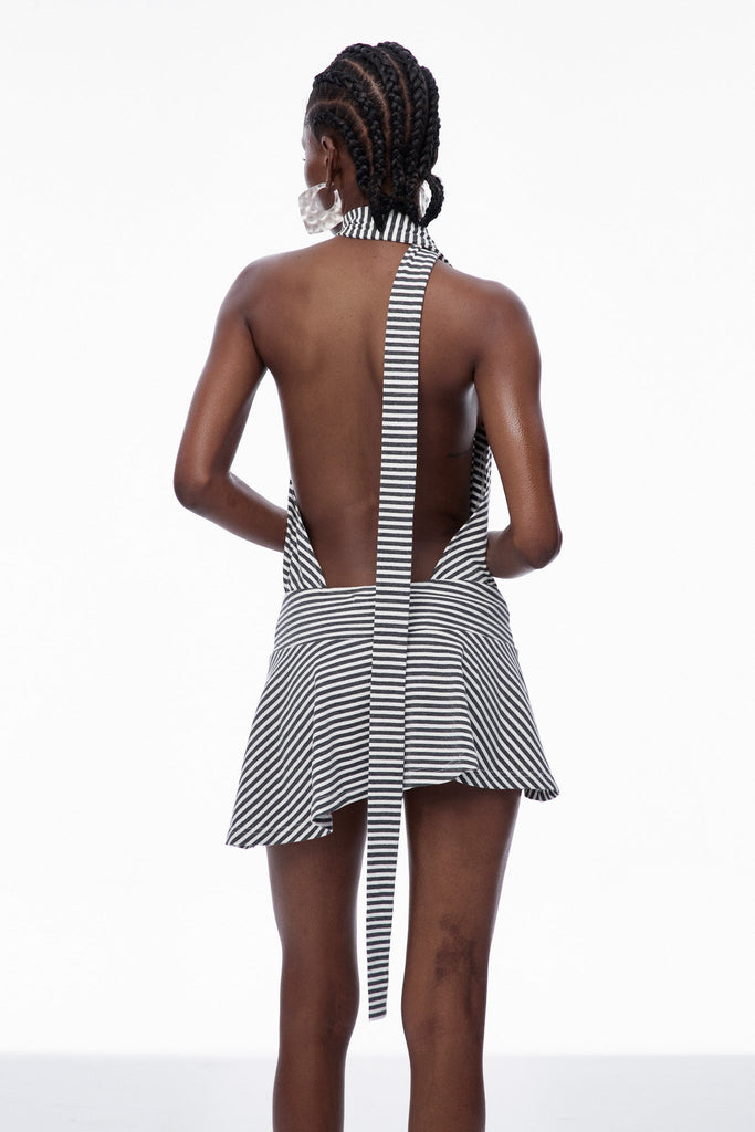 Caris Stripe Ruffle Mini Dress - Stylish beautiful dress for special occasions | Buy Online