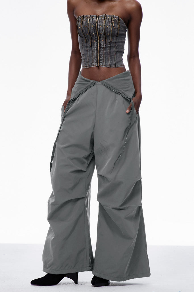 Shop  beautiful dress - Perfect for special occasions | Carissa Lapel Wide Pants In Grey