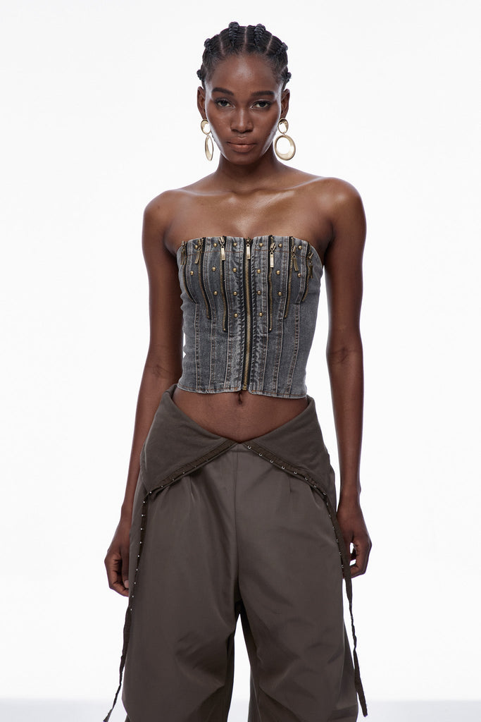 Shop  beautiful dress - Perfect for special occasions | Carita Deconstruct Zipper Denim Top