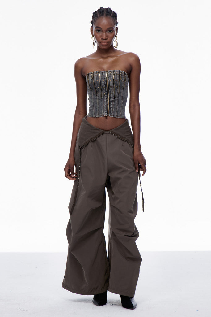 Carita Deconstruct Zipper Denim Top - Stylish beautiful dress for special occasions | Buy Online