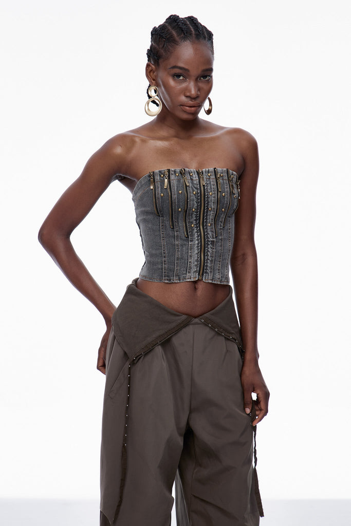 Shop  beautiful dress - Perfect for special occasions | Carita Deconstruct Zipper Denim Top