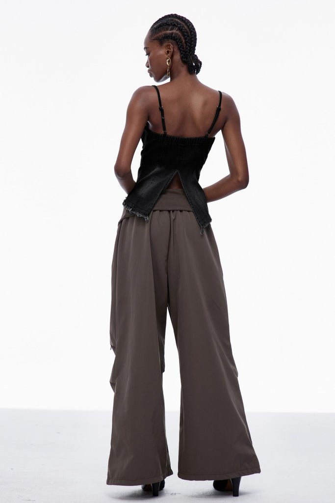 Stylish black dress | Carl Lace Up Fringe Denim Top In Black - Ideal for special occasions