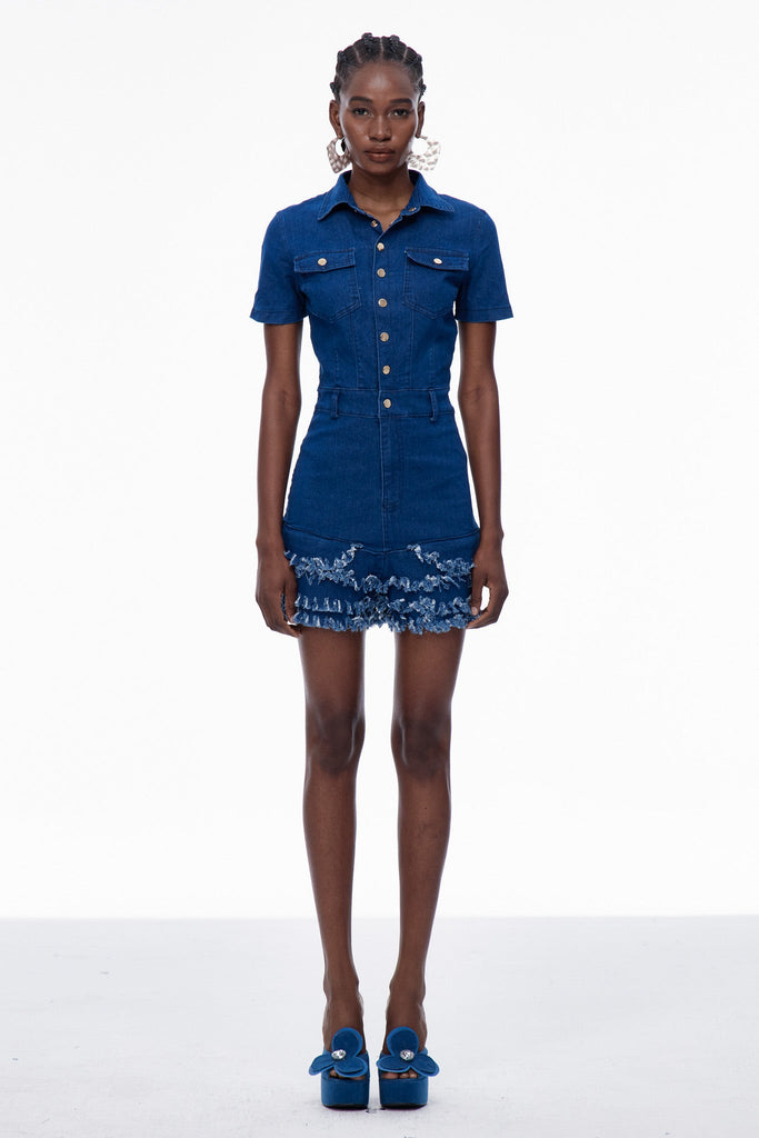 Stylish beautiful dress | Carla Bodycon Fringe Denim Jumpsuit - Ideal for special occasions