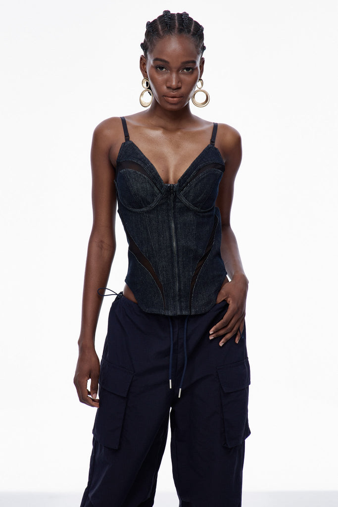 Shop  beautiful dress - Perfect for special occasions | Carles Corset Spaghetti Denim Top