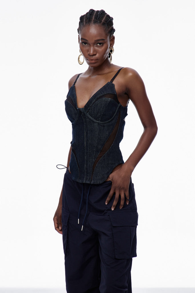 Stylish beautiful dress | Carles Corset Spaghetti Denim Top - Ideal for special occasions