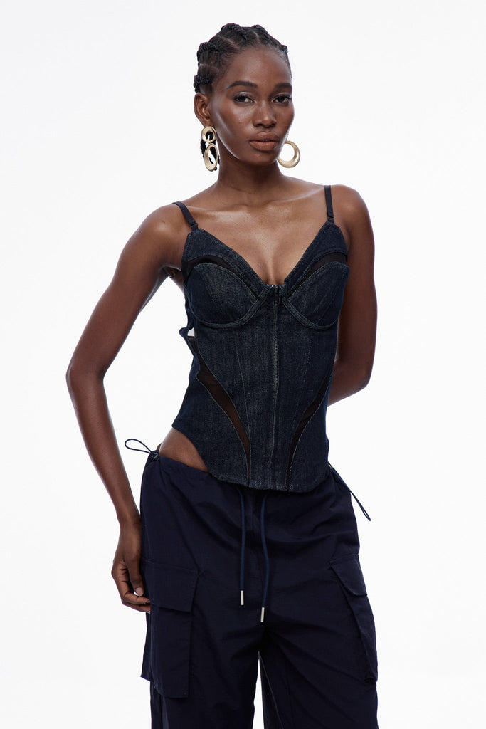Stylish beautiful dress | Carles Corset Spaghetti Denim Top - Ideal for special occasions