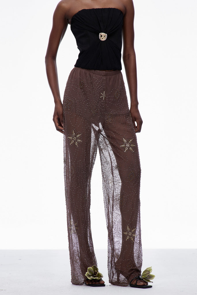 Carlinhos Sequin Embroidered Pants - Stylish red dress for special occasions | Buy Online