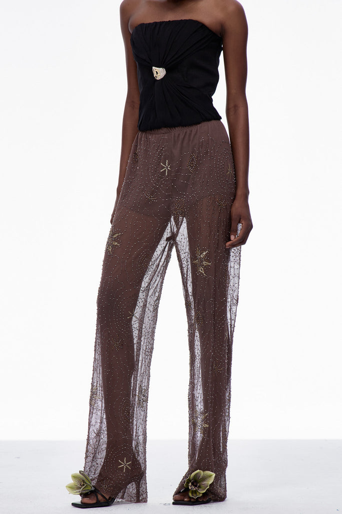 Stylish red dress | Carlinhos Sequin Embroidered Pants - Ideal for special occasions