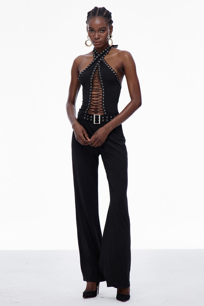 Stylish beautiful dress | Carlisa Lace Up Cutout Embellished Jumpsuit - Ideal for special occasions