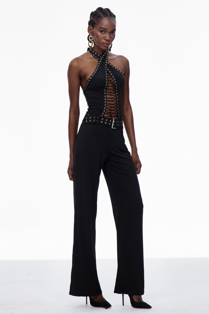 Stylish beautiful dress | Carlisa Lace Up Cutout Embellished Jumpsuit - Ideal for special occasions
