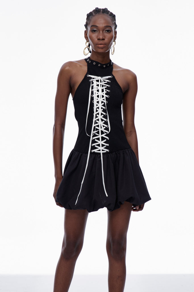 Stylish beautiful dress | Carlisle Lace Up Puffy Mini Dress - Ideal for special occasions