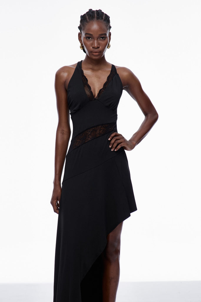 Stylish beautiful dress | Carlota One Shouder Lace Asymmetric Maxi Dress - Ideal for special occasions