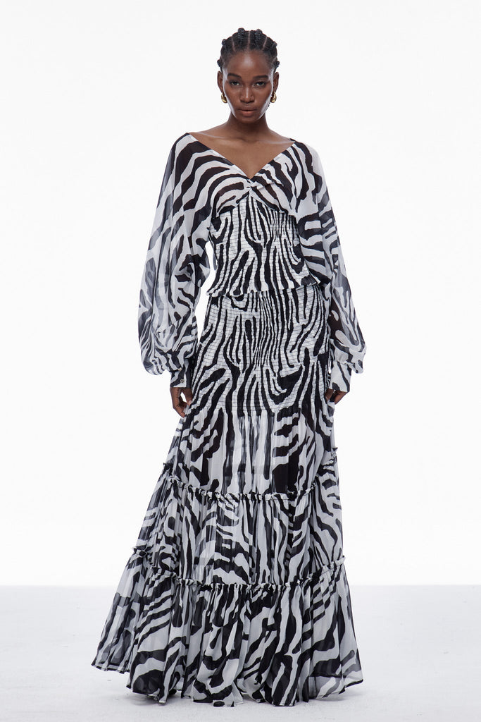 Carlotta Stripe Ruch Mesh Skirt Set - Stylish beautiful dress for special occasions | Buy Online