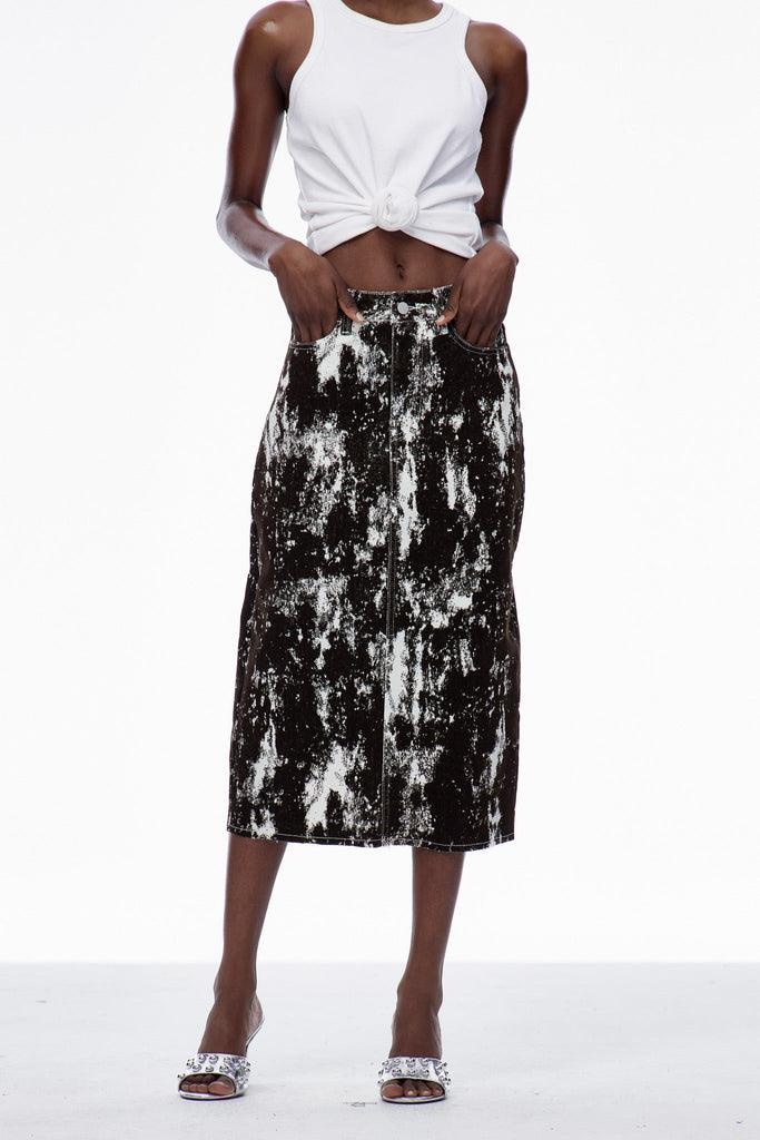 Carmelina Print Denim Maxi Skirt - Stylish beautiful maxi for special occasions | Buy Online