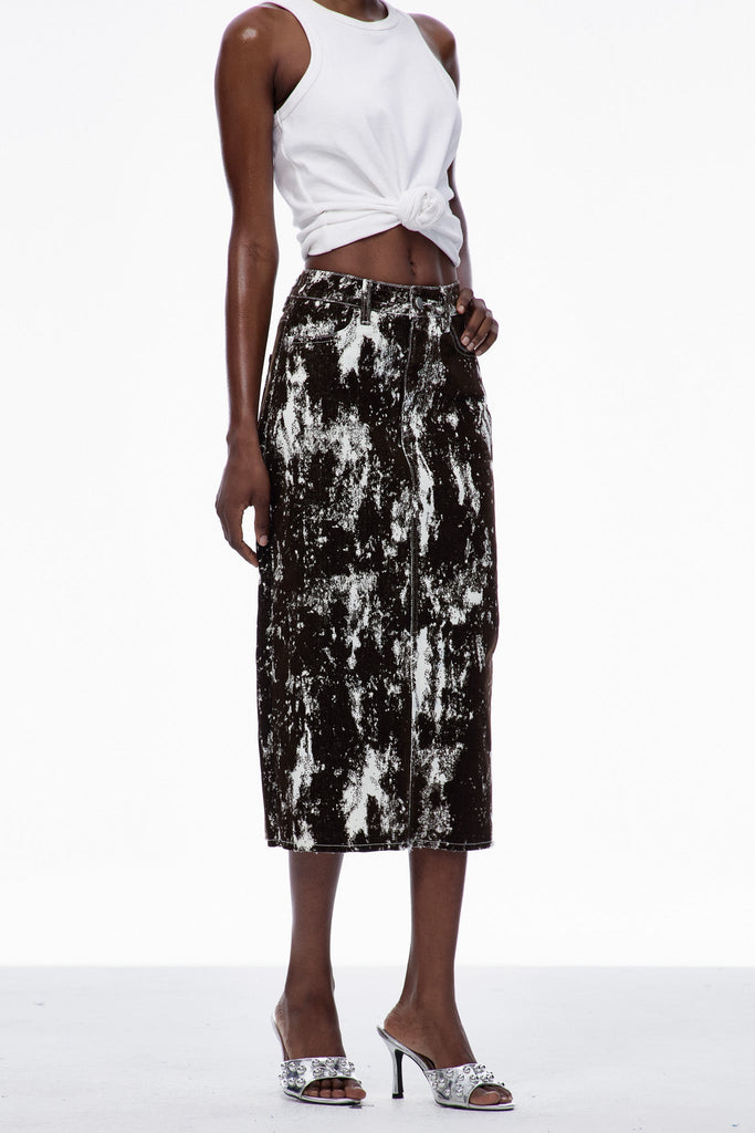Shop  beautiful maxi - Perfect for special occasions | Carmelina Print Denim Maxi Skirt