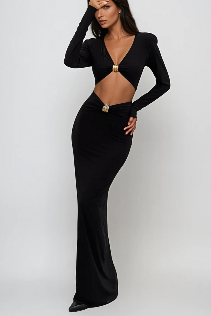 Stylish beautiful dress | Carmen Cutout Long Sleeve Maxi Dress - Ideal for special occasions