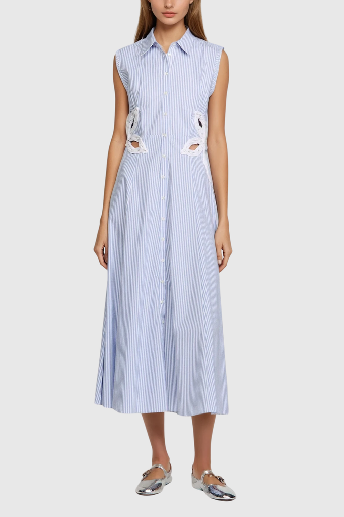 Stylish beautiful dress | Caron Stripe Flower Cutout Maxi Dress - Ideal for special occasions