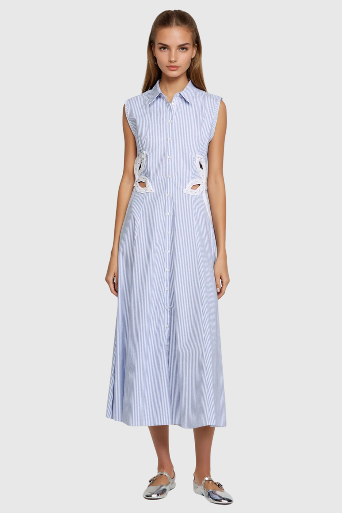 Stylish beautiful dress | Caron Stripe Flower Cutout Maxi Dress - Ideal for special occasions