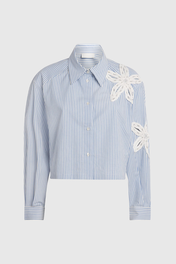 Caron Stripe Flower Cutout Shirt - Stylish beautiful dress for special occasions | Buy Online