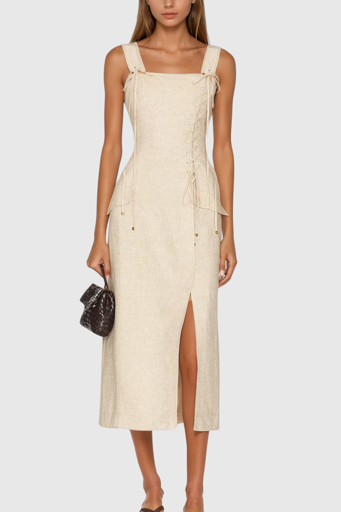 Stylish beautiful dress | Carpus Lace Up Split Maxi Dress - Ideal for special occasions