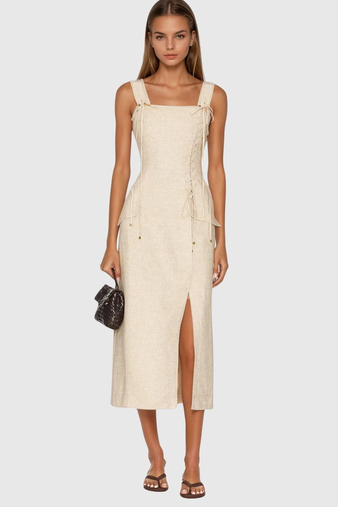 Stylish beautiful dress | Carpus Lace Up Split Maxi Dress - Ideal for special occasions