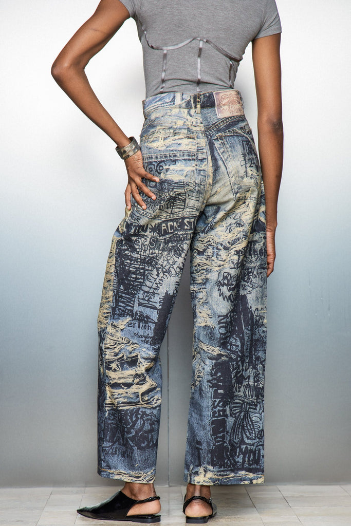 Stylish beautiful dress | Carwyn Torn Print Jeans - Ideal for special occasions