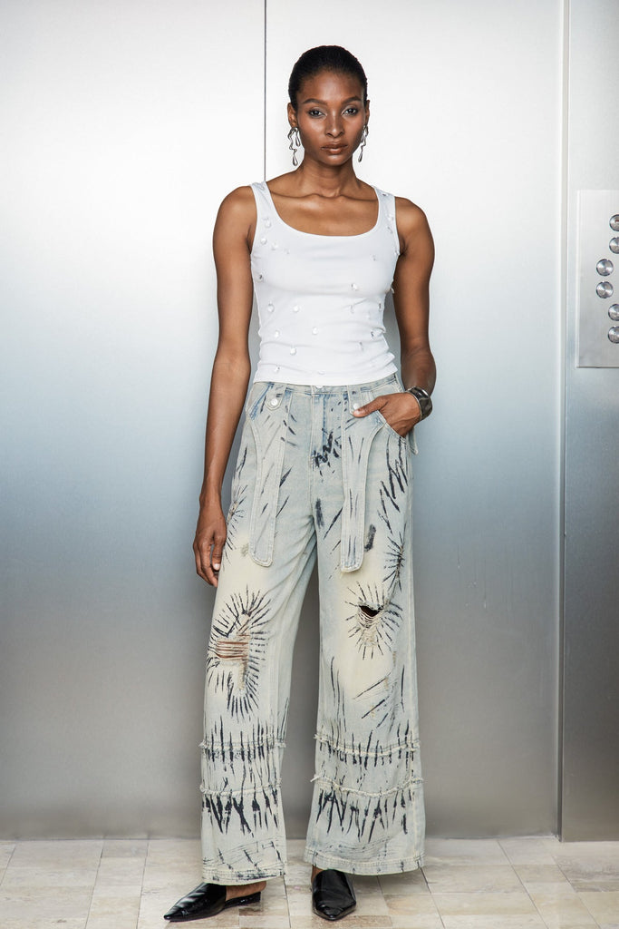 Stylish beautiful dress | Caryn Graffiti Wide Jeans - Ideal for special occasions