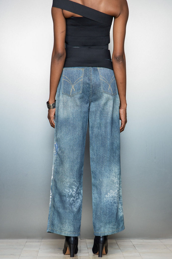 Casimir Bow Print Jeans - Stylish beautiful dress for special occasions | Buy Online