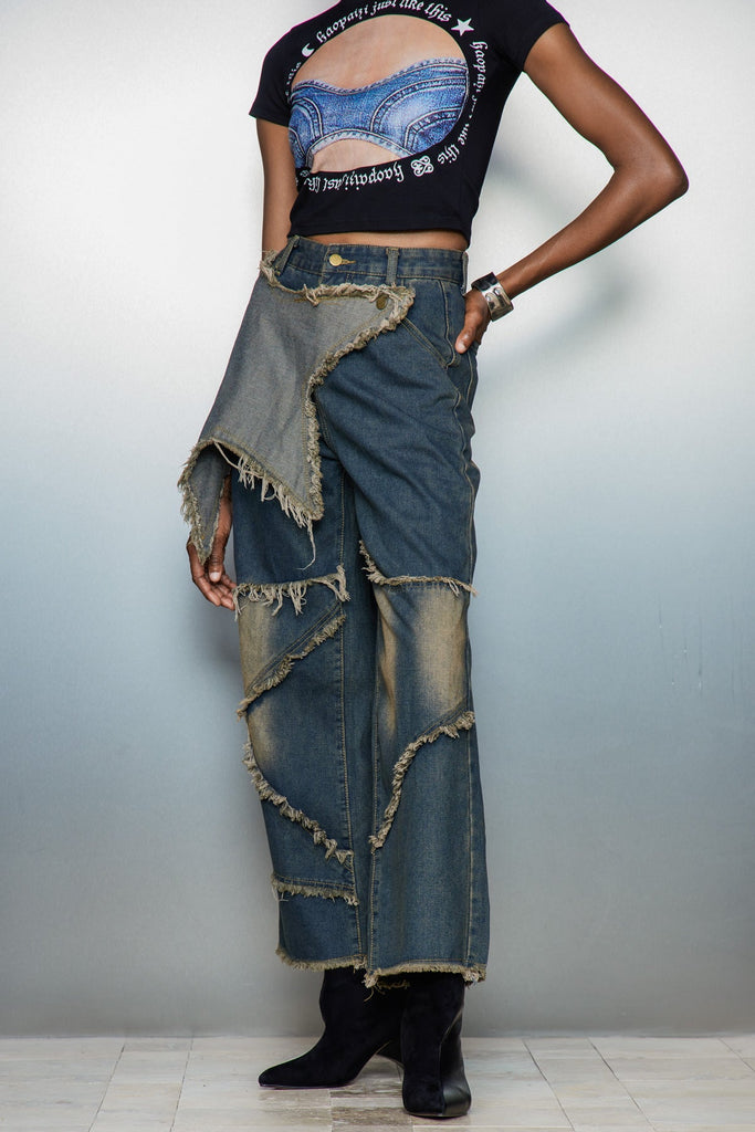 Stylish beautiful dress | Caspar Star Fringe Straight Jeans - Ideal for special occasions