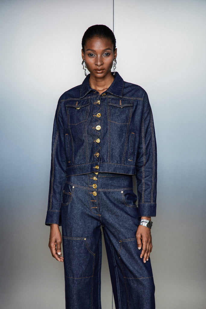 Stylish beautiful dress | Cass Lapel Button Denim Jacket - Ideal for special occasions